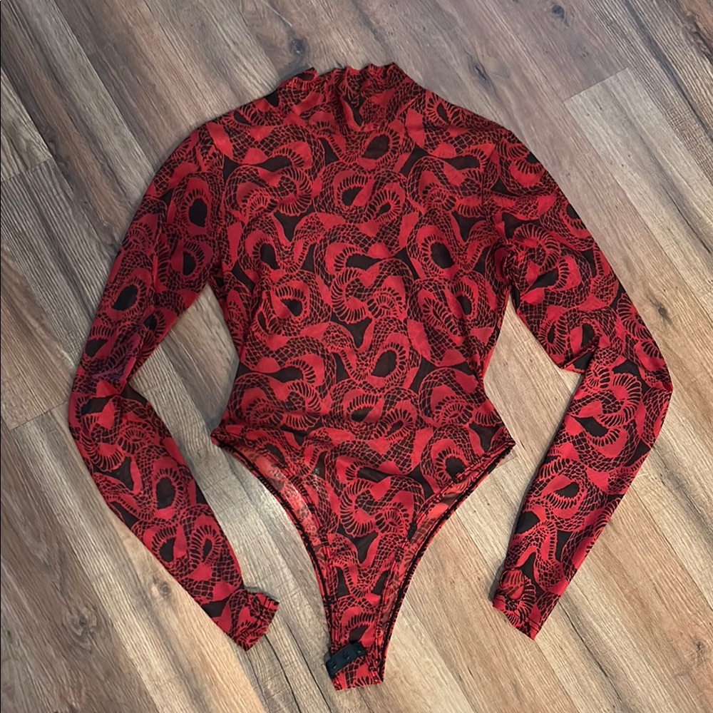 I AM GIA red snake bodysuit